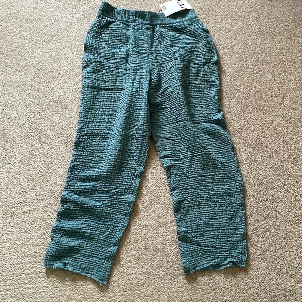 Zara aqua textured elastic pants